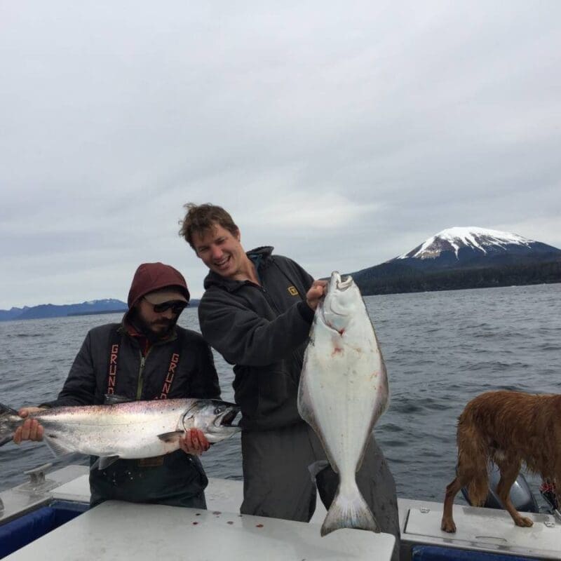 Sitka alaska charter fishing - 2 catches and dog