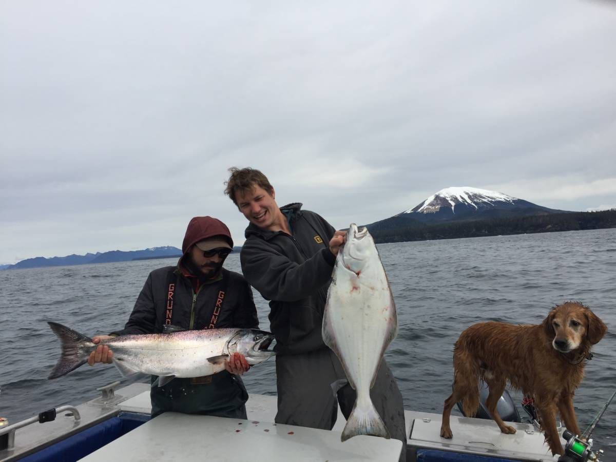 Sitka alaska charter fishing - 2 catches and dog