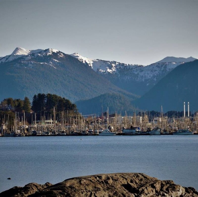 Harbor with mountains behind in Sitka