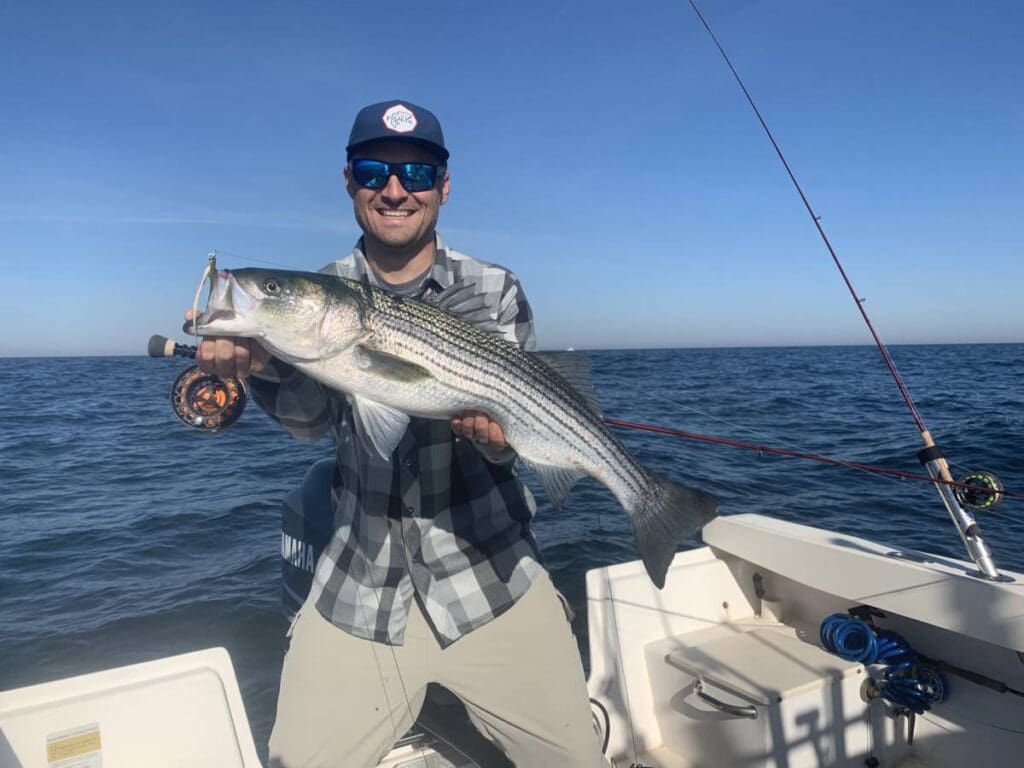 Greg Cudnik with Striped Bass in New Jersey