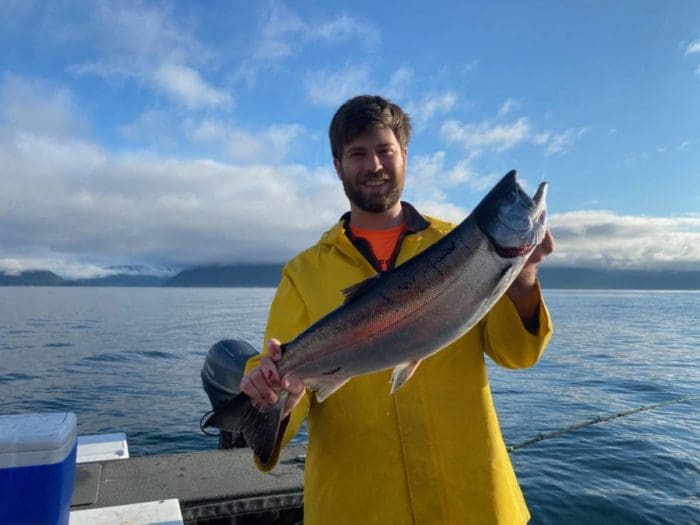 Tucker Burnett with Silver Salmon in Sitka, AK with Angling Unlimited