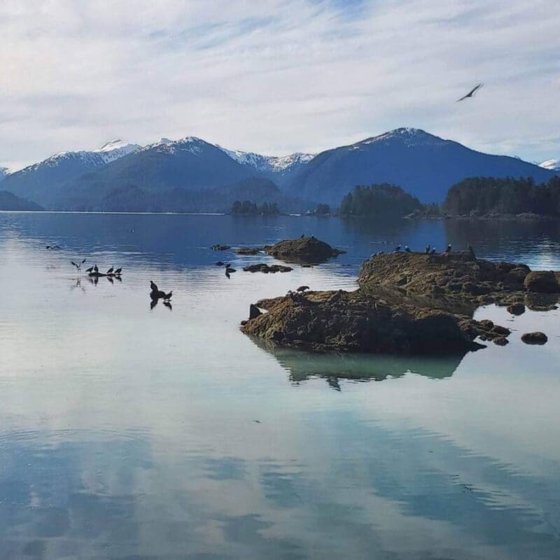Body of water in Sitka, Alaska with mountains in the background