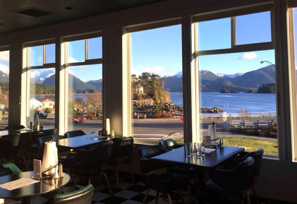 Inside the restaurant, Mean Queen, overlooking the water in Sitka, Alaska