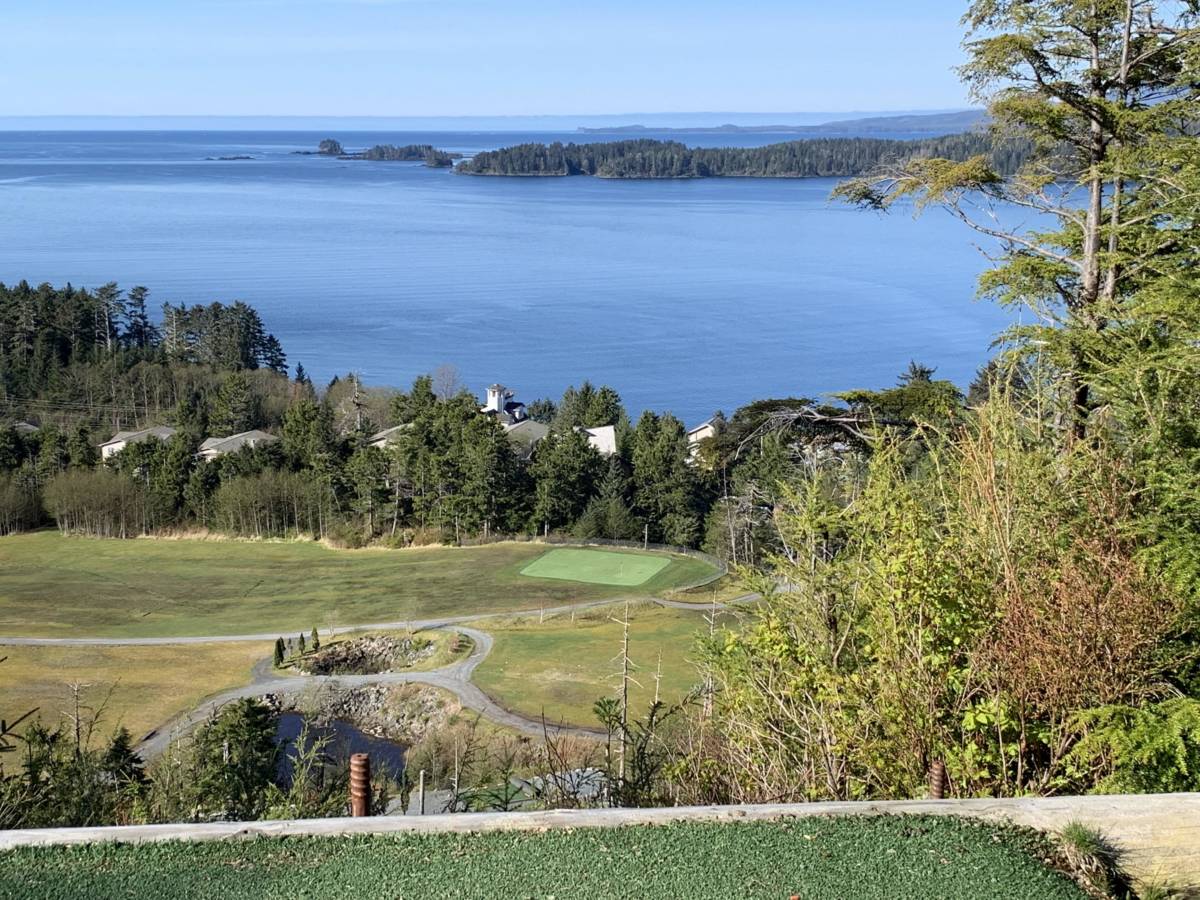 Overlooking a water-front golf course in Sitka, Alaska