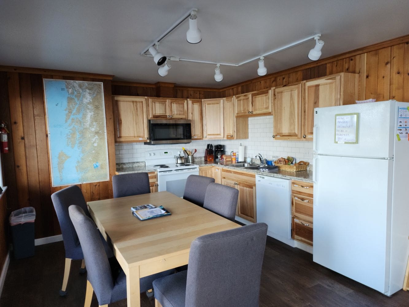 Kitchen area of a waterfront suite in Sitka, Alaska